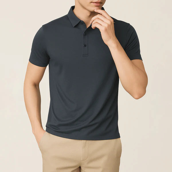 Camisa Polo Masculina em Seda Gelo Campannari