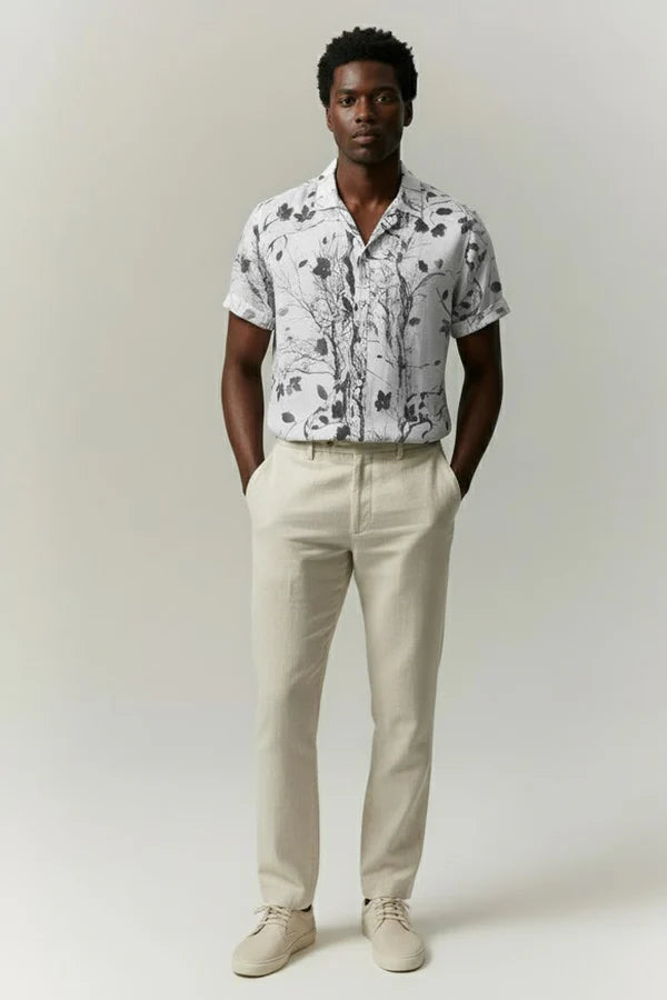 Camisa Manga Curta Estampada Campannari Floral