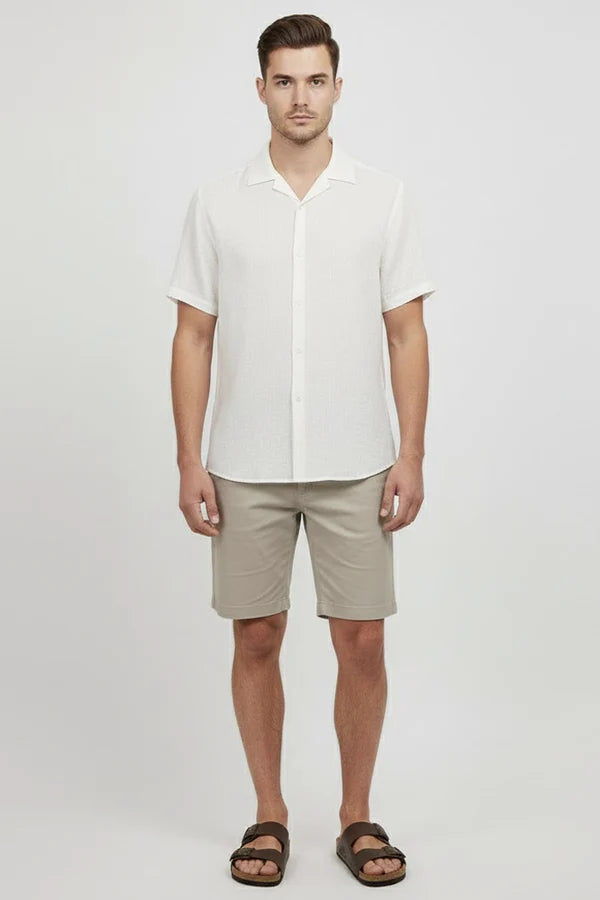 Camisa Manga Curta Campannari Playa Off White