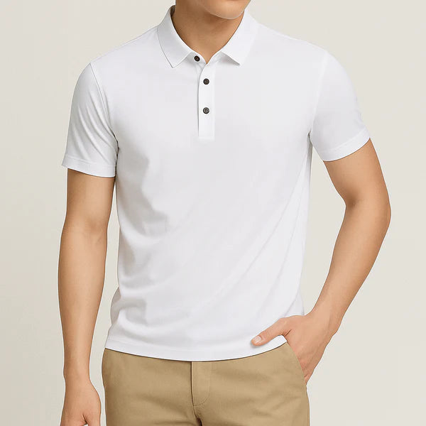 Camisa Polo Masculina em Seda Gelo Campannari