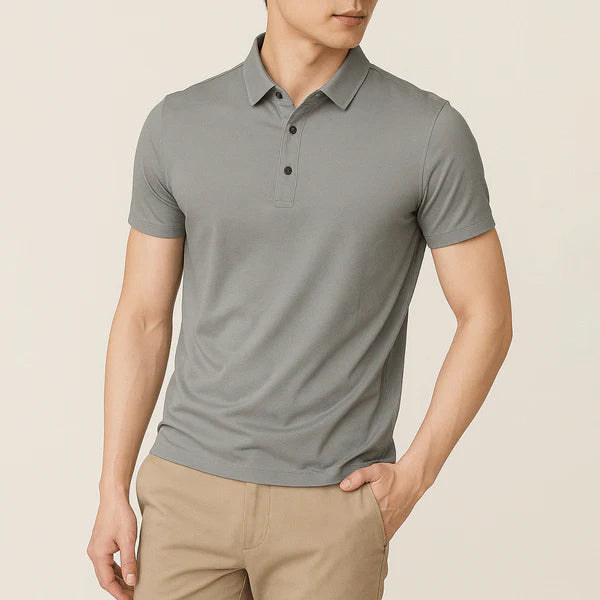 Camisa Polo Masculina em Seda Gelo Campannari