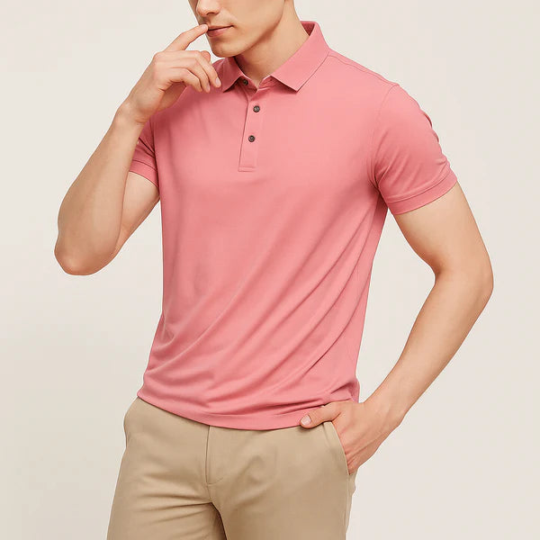 Camisa Polo Masculina em Seda Gelo Campannari
