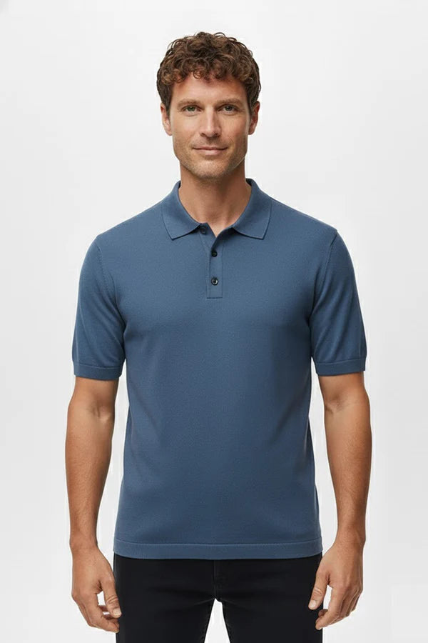 Camisa Polo Masculina em Seda Gelo Campannari