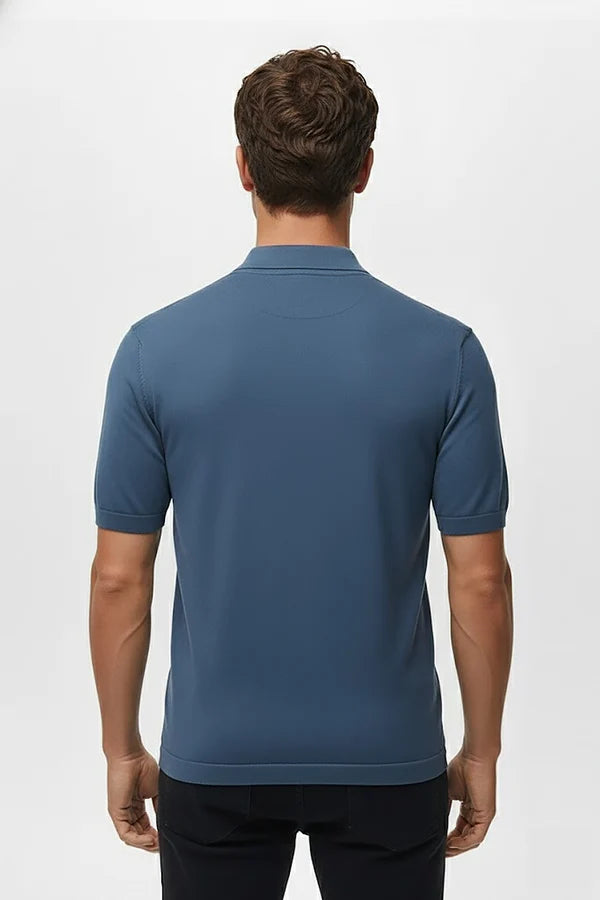 Camisa Polo Masculina em Seda Gelo Campannari